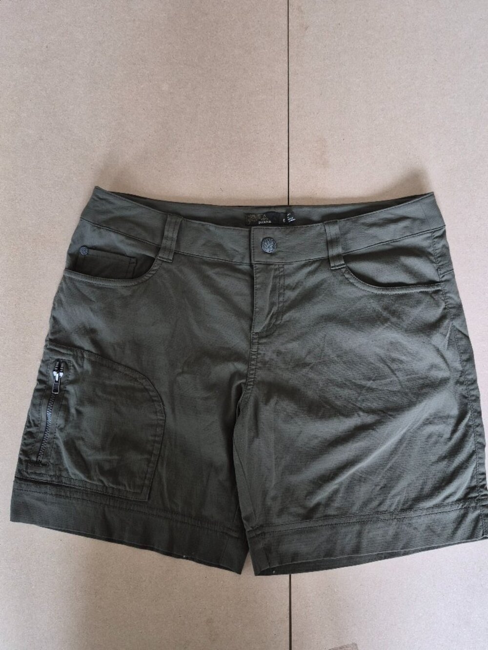 prAna Hazel Shorts Women’s 6 Cargo Green Hiking Ripstop Utility 7”